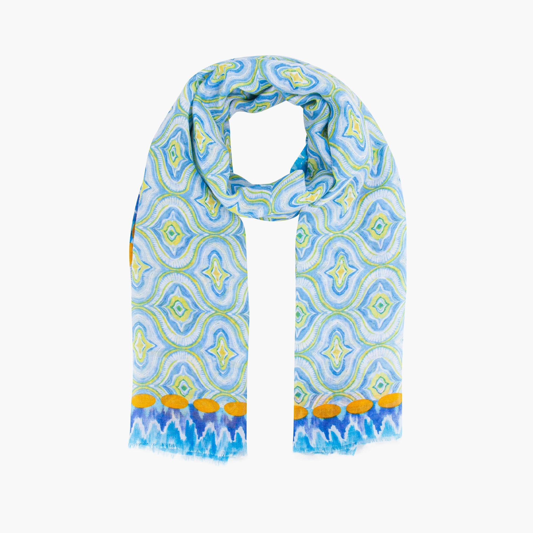 Bree Lightweight Scarf - Blue, Moroccan Tiles