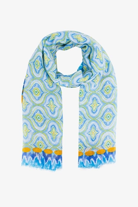 Bree Lightweight Scarf - Blue, Moroccan Tiles