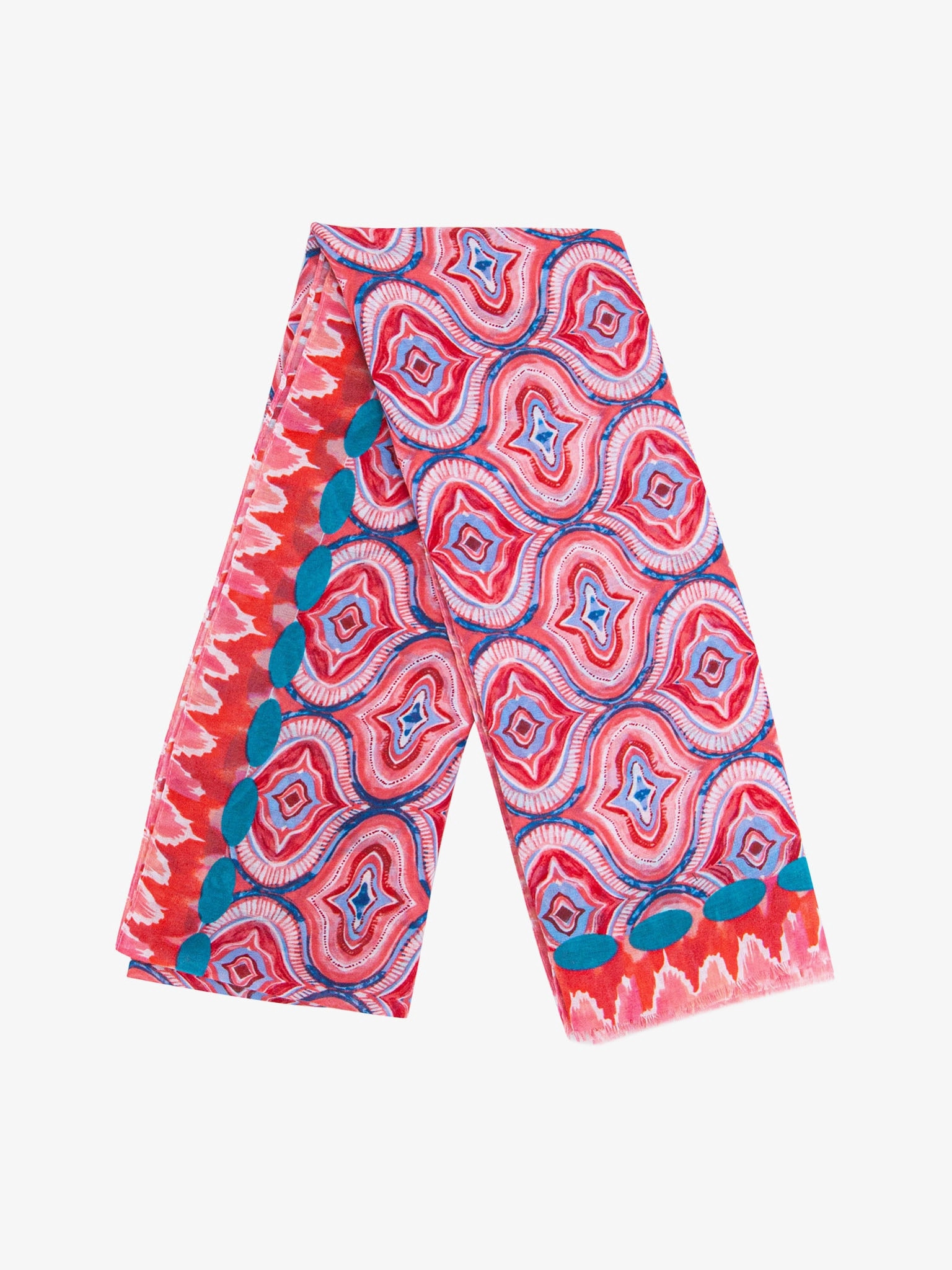 Bree Lightweight Scarf - Red, Moroccan Tiles