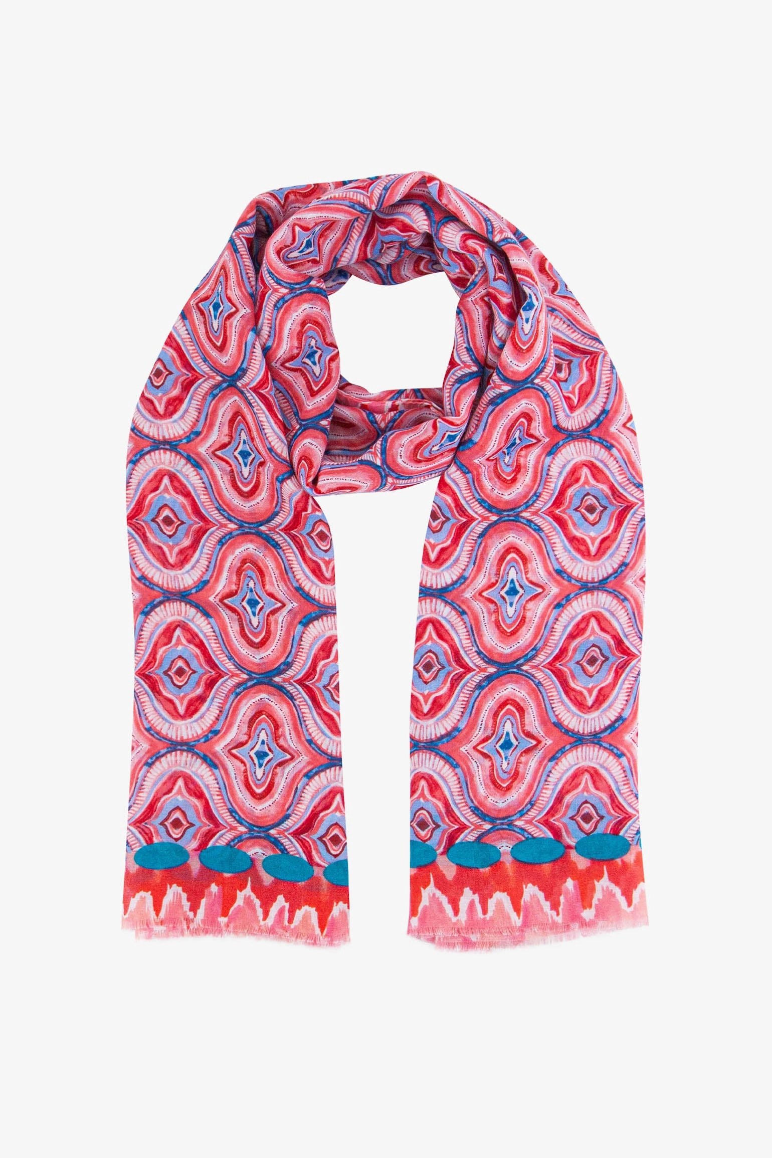 Bree Lightweight Scarf - Red, Moroccan Tiles