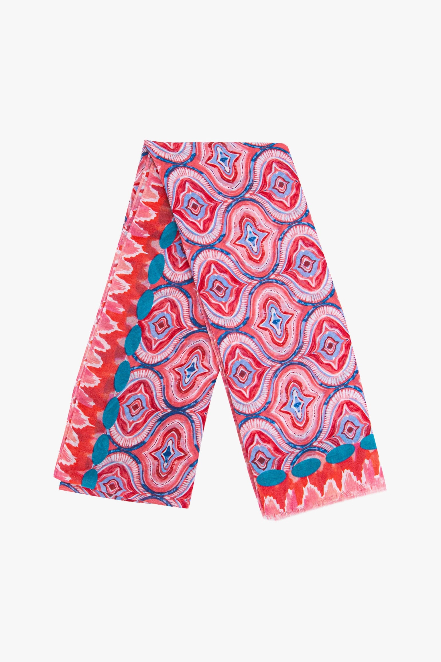 Bree Lightweight Scarf - Red, Moroccan Tiles