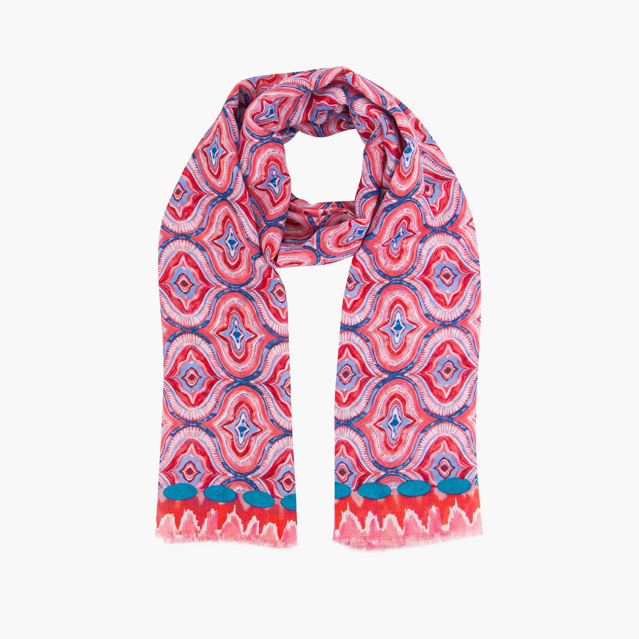 Bree Lightweight Scarf - Red, Moroccan Tiles