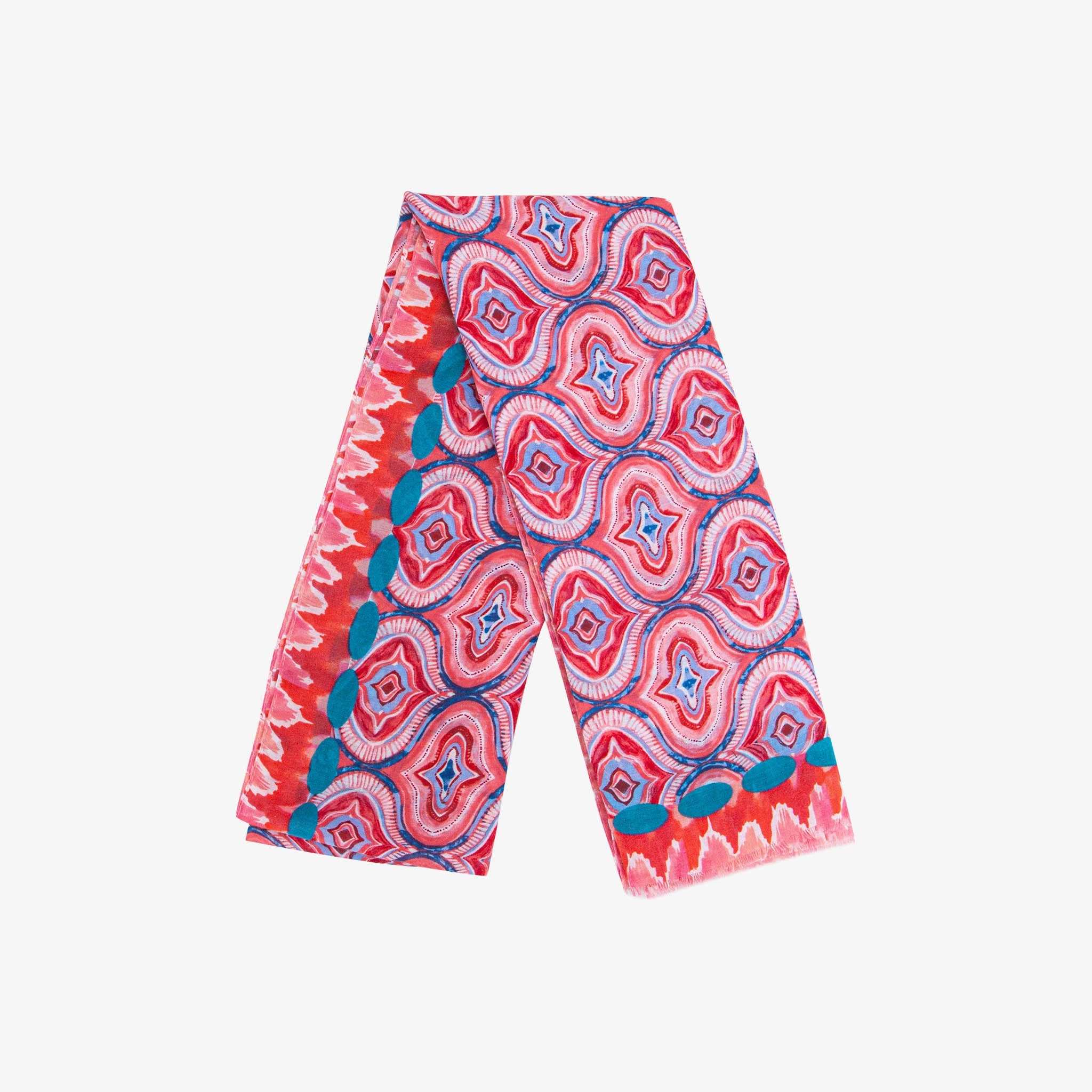 Bree Lightweight Scarf - Red, Moroccan Tiles