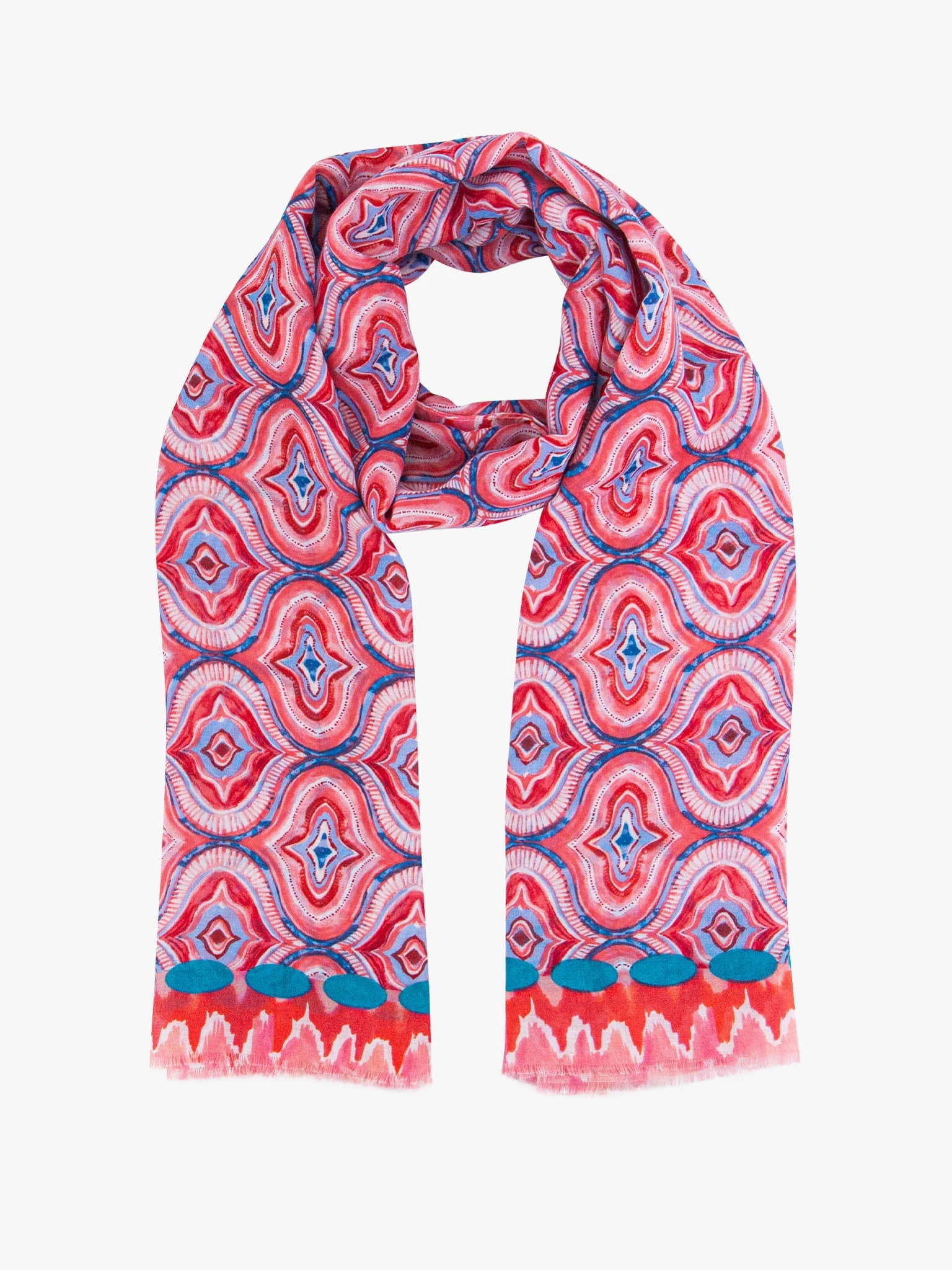 Bree Lightweight Scarf - Red, Moroccan Tiles