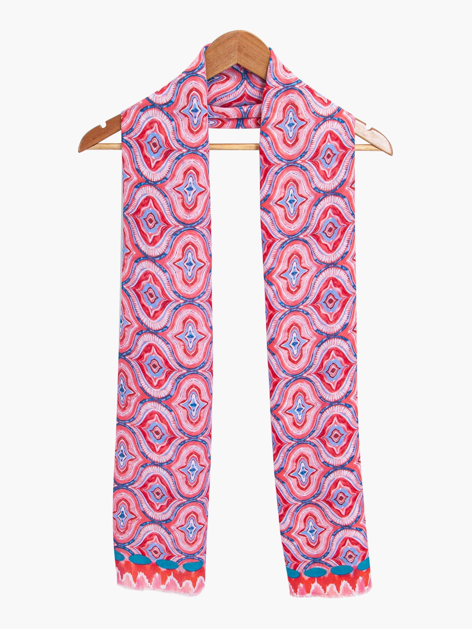 Bree Lightweight Scarf - Red, Moroccan Tiles