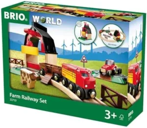 BRIO Farm Railway Playset 33719 and Advanced Expansion Pack 33307-20-Piece Interactive Toy Train Set and 11-Piece Wooden Train Tracks