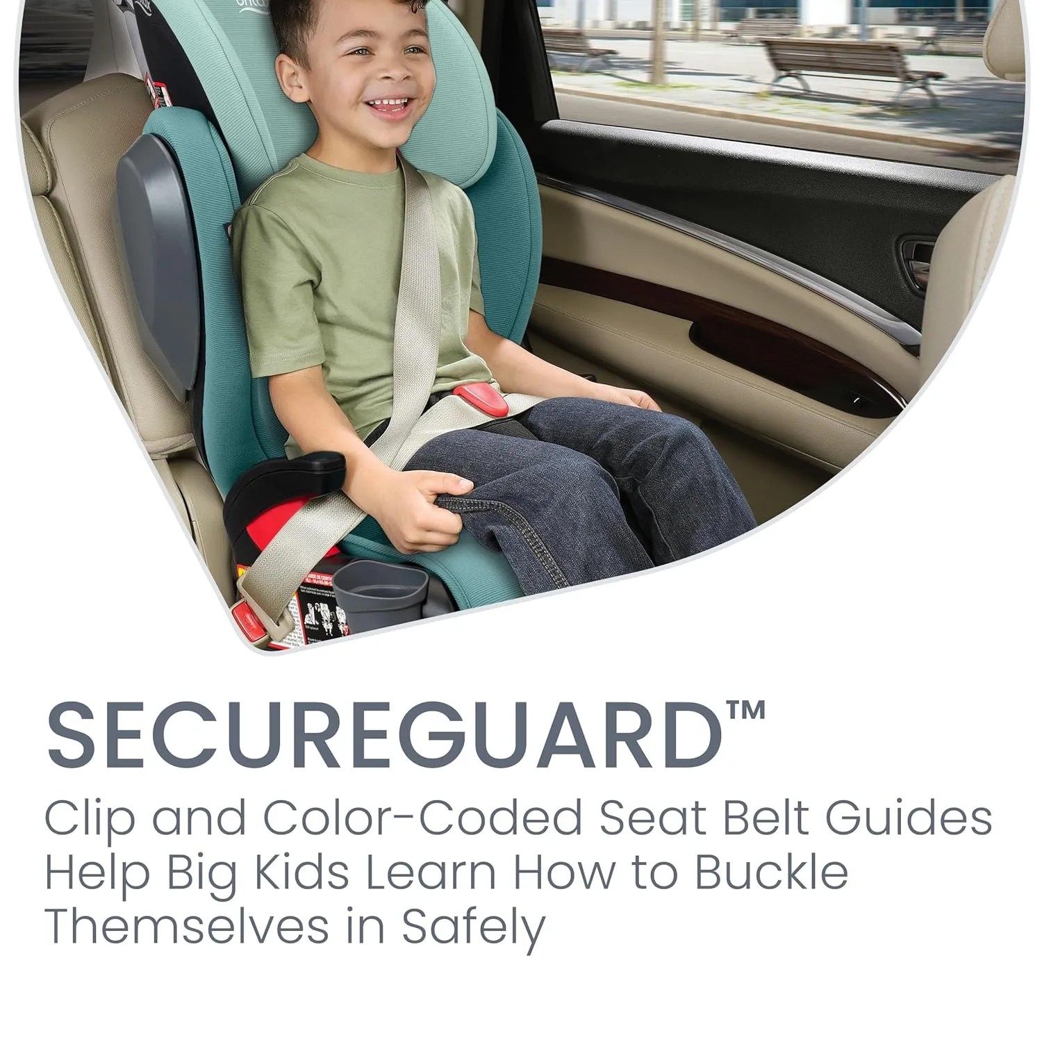 Britax Highpoint Backless Belt-Positioning Booster Seat, SafeWash Green Ombre