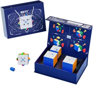 BroMoCube MoYu Meilong Magnetic Speed Cube Set 2x2 3x3 4x4 5x5 WCA Competition and Educational Cube Bundle Box for Gift Toys