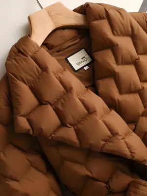 Brown Quilted Puffer Jacket - Lightweight Insulated Men's Coat