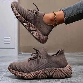 Brown Knit Eco Sneakers - Lightweight, Breathable, Comfort Fit