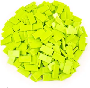 Bulk Dominoes Plastic Bulk 100pcs – Building and Stacking and Chain Reaction Toppling STEAM Toy Blocks for Kids (Sour Apple)