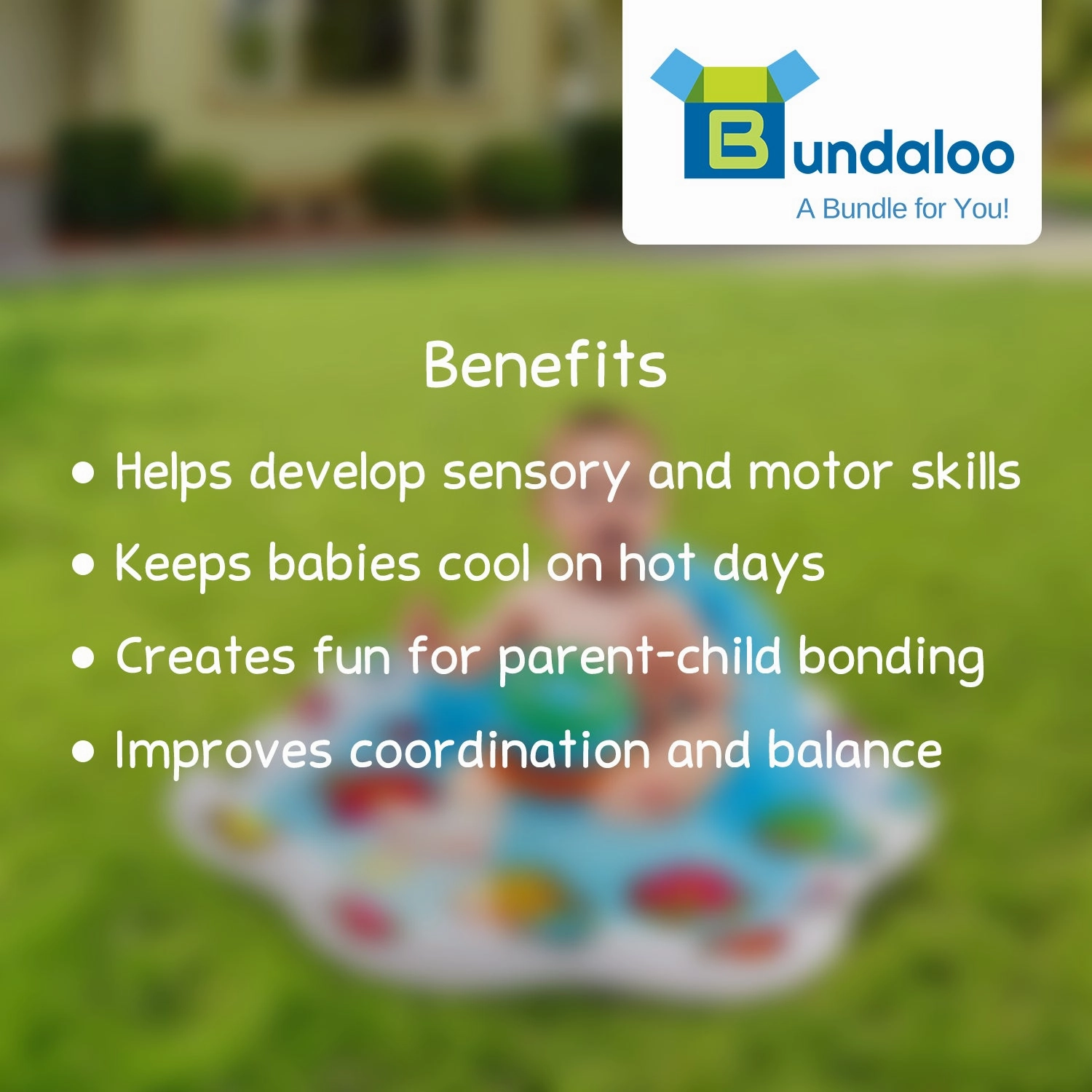 Bundaloo Infant Pool Splash Mat Inflatable with Backrest & Stackable Ring Toys