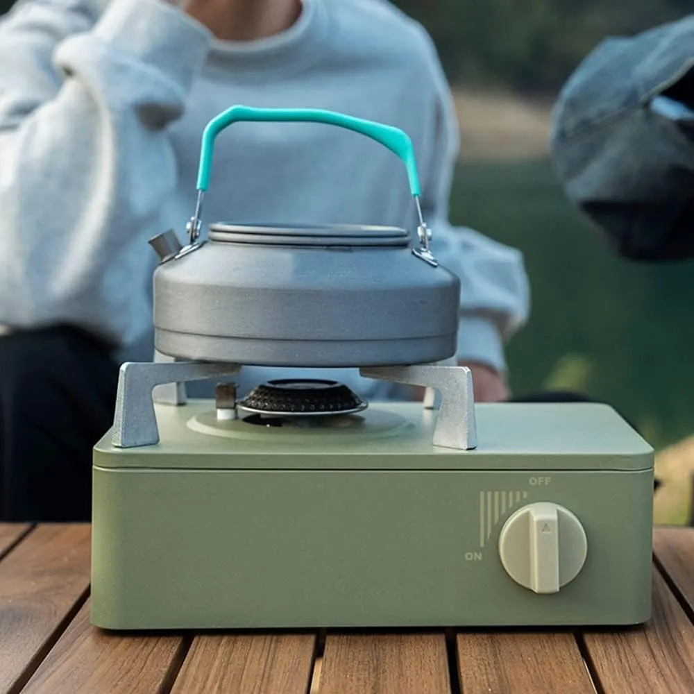 Burner Butane Camping Stove, Portable Butane Stove with Carrying Case | Camping and Backpacking Essentials, Great for Emergency Preparedness Kit (Gray : Green)