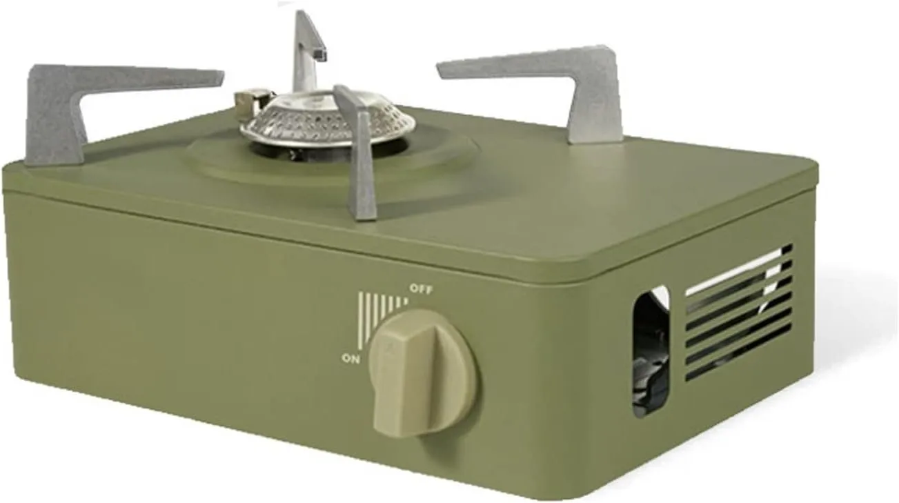 Burner Butane Camping Stove, Portable Butane Stove with Carrying Case | Camping and Backpacking Essentials, Great for Emergency Preparedness Kit (Gray : Green)