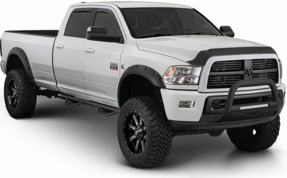 Bushwacker Max Coverage Pocket/Rivet Style Front & Rear Fender Flares | 4-Piece Set, Black, Smooth Finish | 50921-02 | Fits 2010-2018 Dodge Ram 2500, 3500 (Includes Dually)