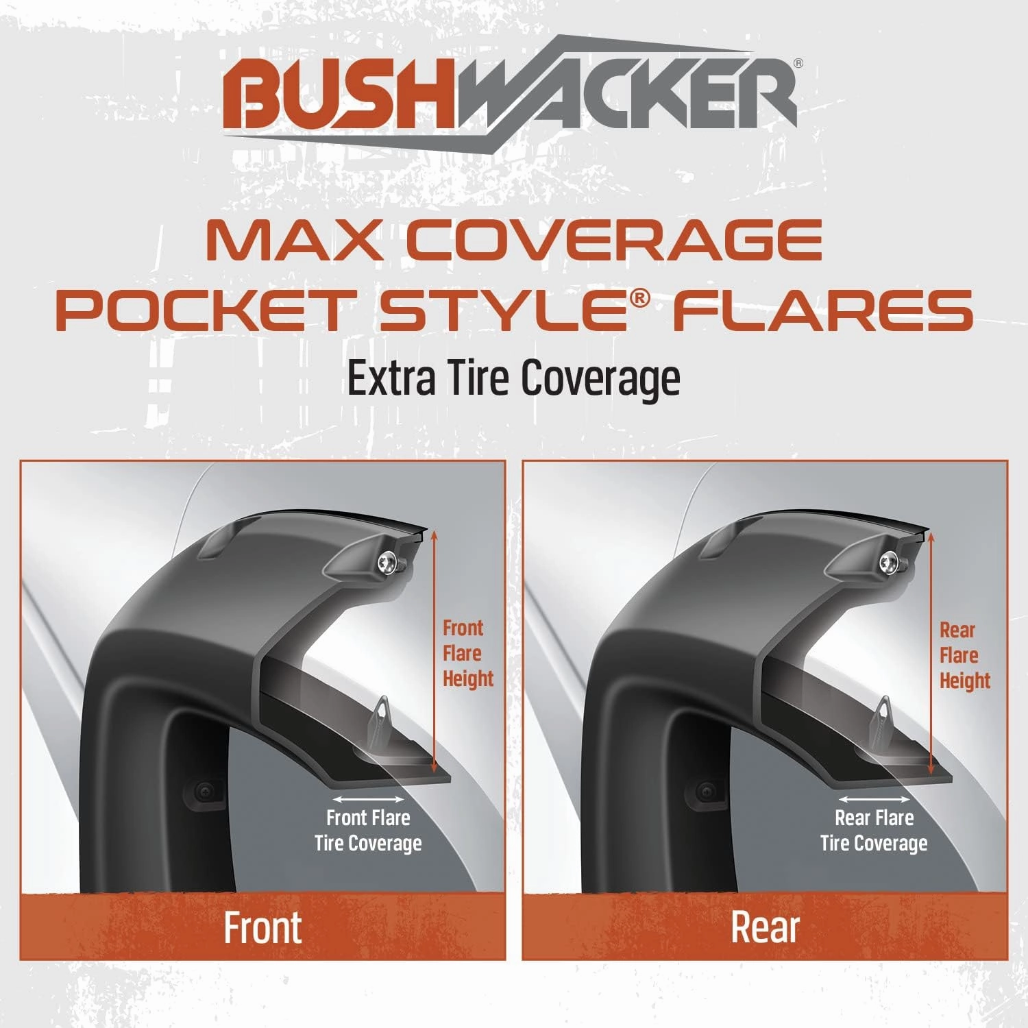 Bushwacker Max Coverage Pocket/Rivet Style Front & Rear Fender Flares | 4-Piece Set, Black, Smooth Finish | 50921-02 | Fits 2010-2018 Dodge Ram 2500, 3500 (Includes Dually)