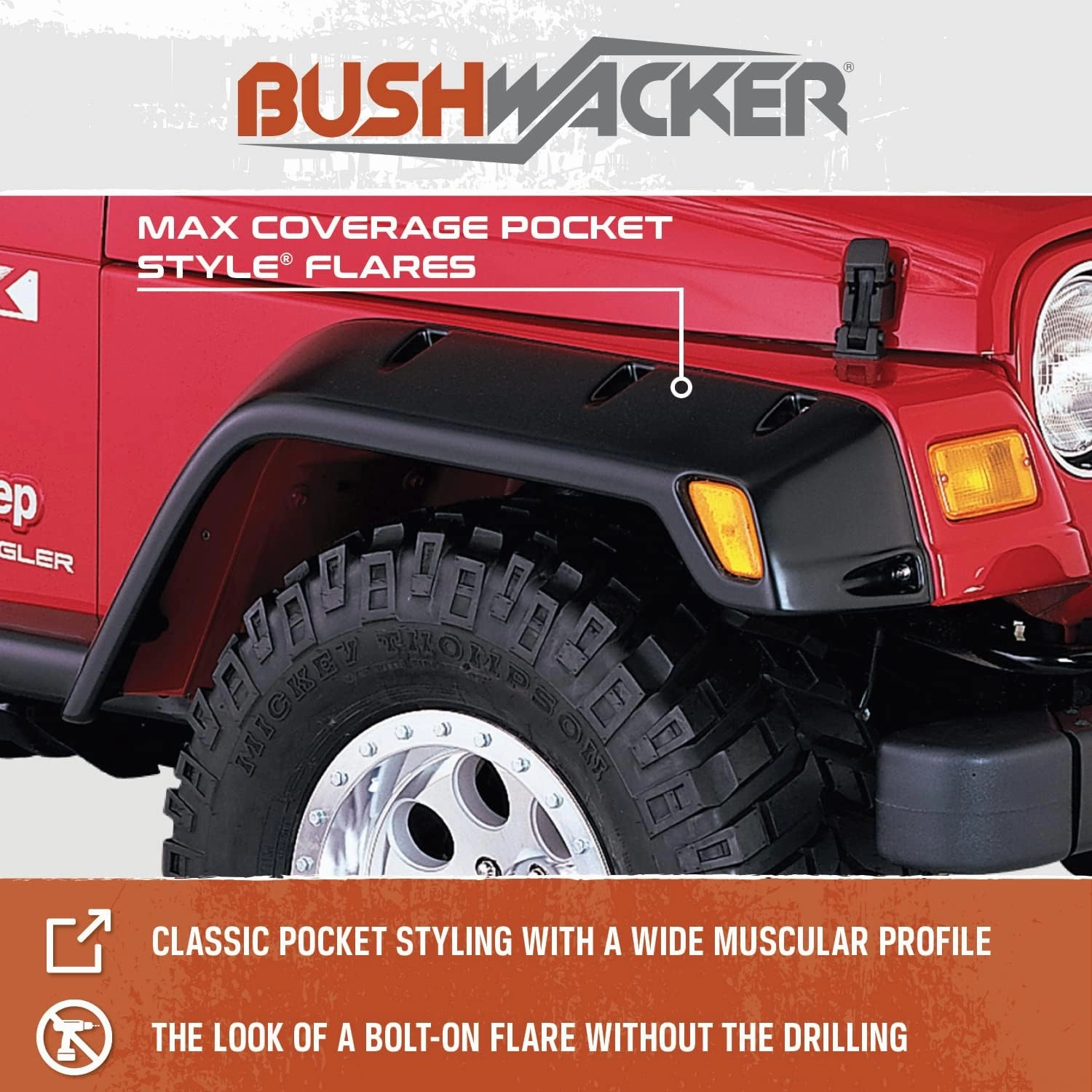 Bushwacker Max Coverage Pocket/Rivet Style Front & Rear Fender Flares | 4-Piece Set, Black, Smooth Finish | 50921-02 | Fits 2010-2018 Dodge Ram 2500, 3500 (Includes Dually)