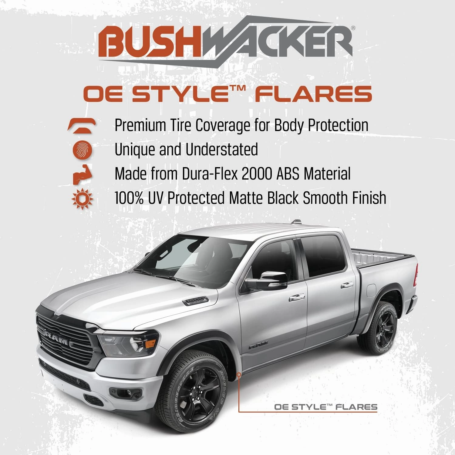 Bushwacker OE Style Factory Front & Rear Fender Flares | 4-Piece Set, Black, Smooth Finish | 40926-02 | Fits 2007-2013 GMC Sierra 1500/2500 HD/3500 HD w/ 6.6' or 8.1' Bed (Excludes Dually)