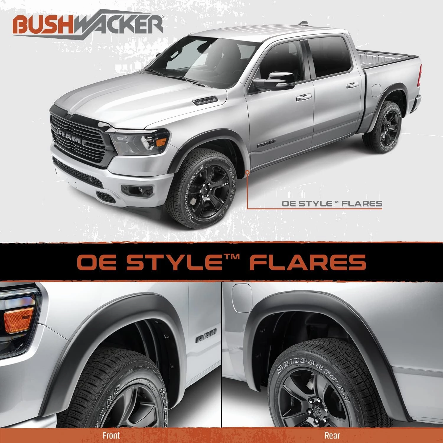 Bushwacker OE Style Factory Front & Rear Fender Flares | 4-Piece Set, Black, Smooth Finish | 40926-02 | Fits 2007-2013 GMC Sierra 1500/2500 HD/3500 HD w/ 6.6' or 8.1' Bed (Excludes Dually)