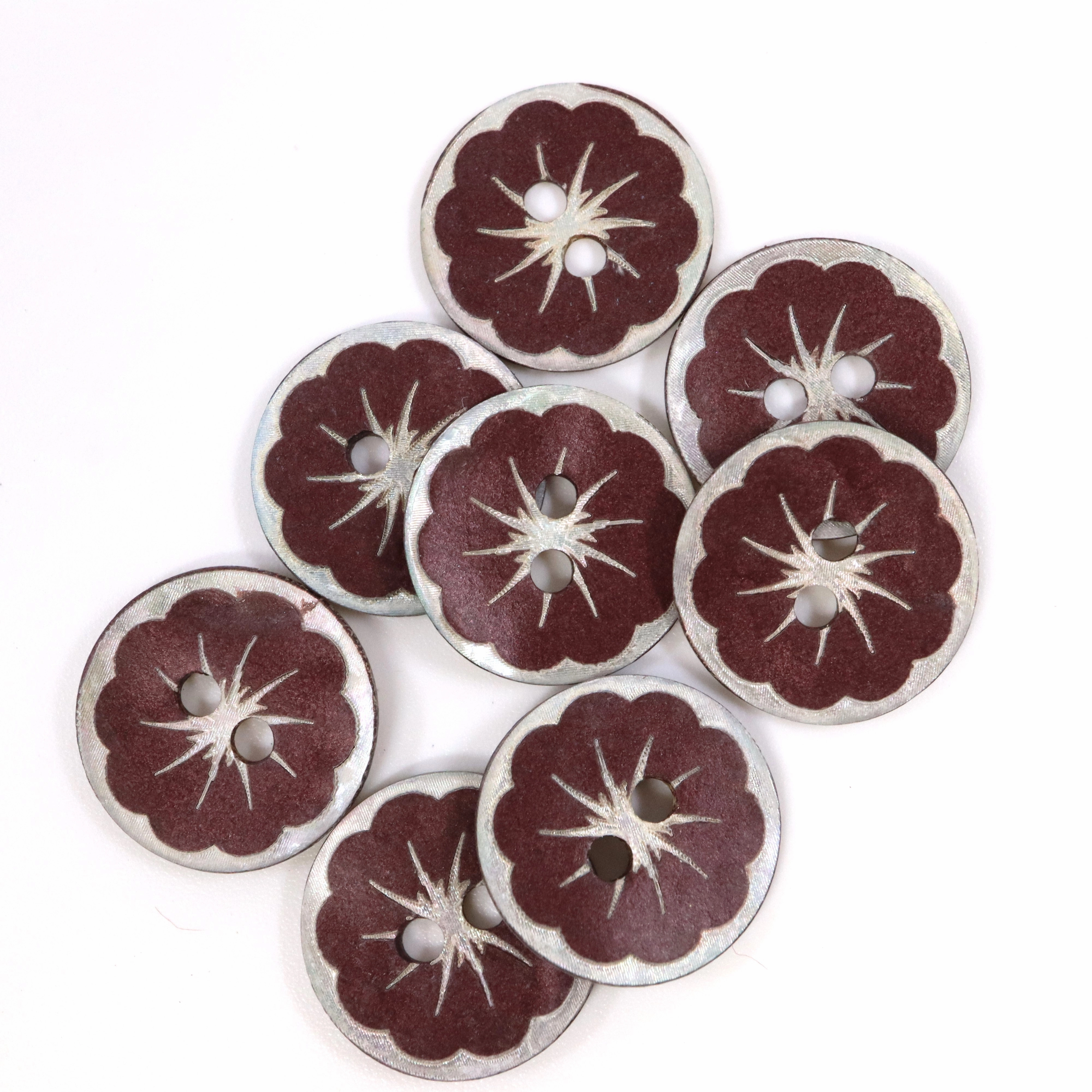 Buttons (Set of 8) - Mocha Flower | Shell | 12mm