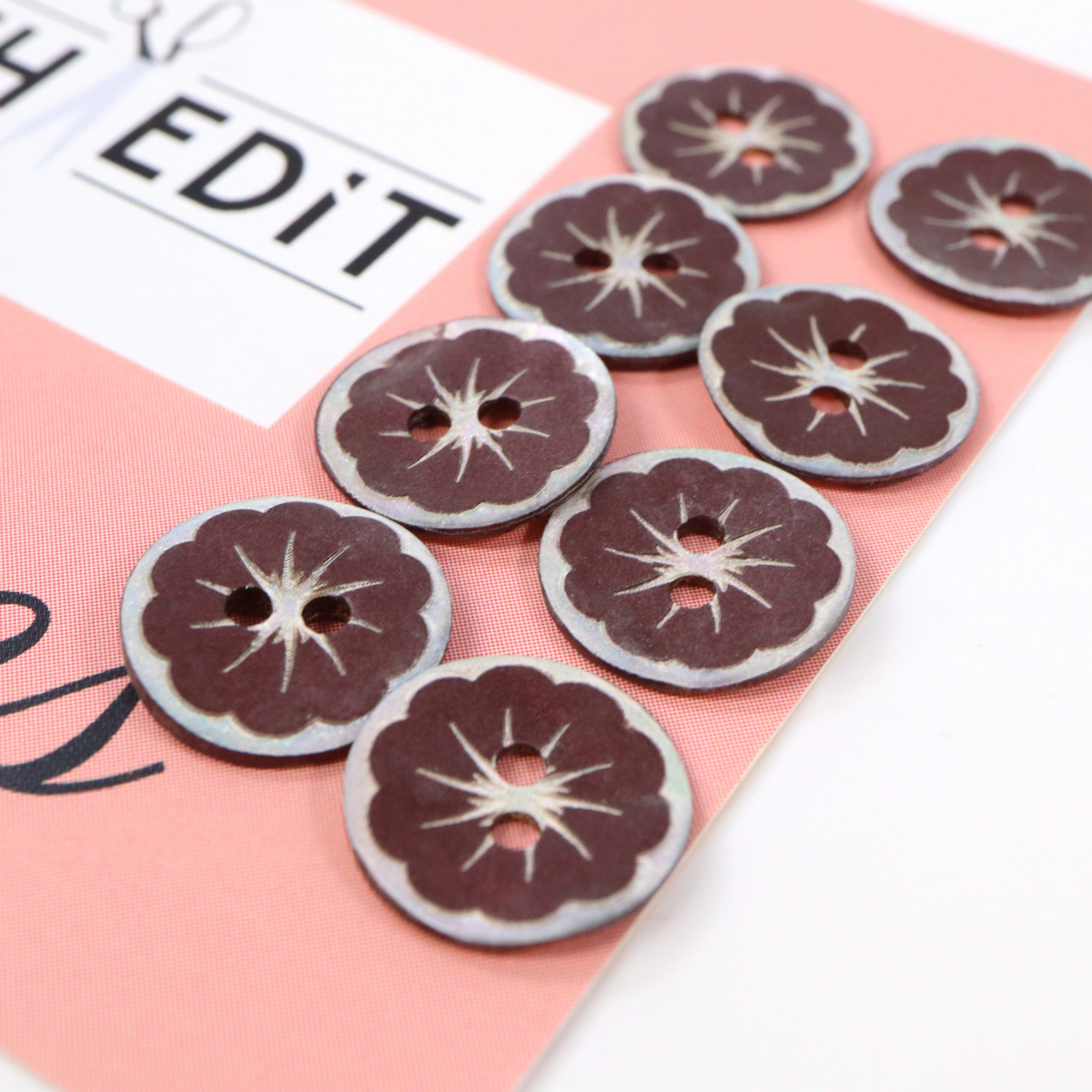 Buttons (Set of 8) - Mocha Flower | Shell | 12mm