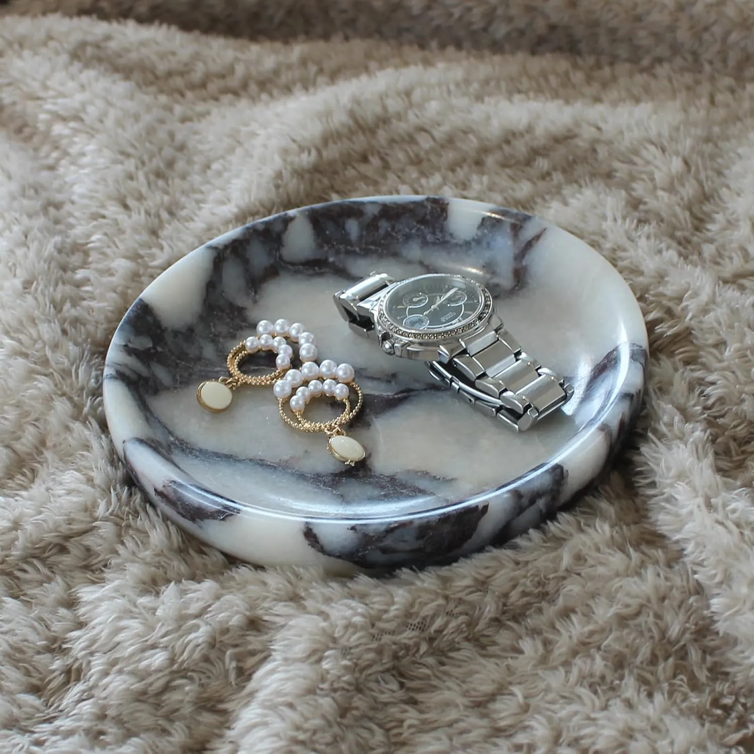 Calacatta Viola Marble Jewelry Dish 5.5", Trinket Dish for Ring Earring, Gift for Woman Daugther