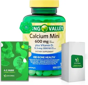 Calcium 600mg Plus Vitamin D3, 150 Mini Softgels with Exclusive Vitamins & Minerals - A to Z - Better Ligth&Spring Guide