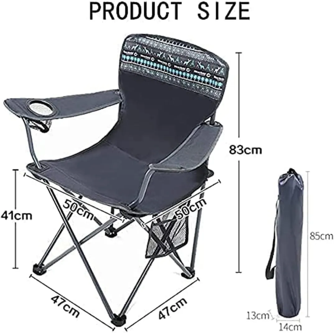 Camping Chair Camp Chair Camping Padded Arm Chair with Cup Holder, Lumbar Back Chair for Outdoor Indoor s Outdoor Fishing Chair