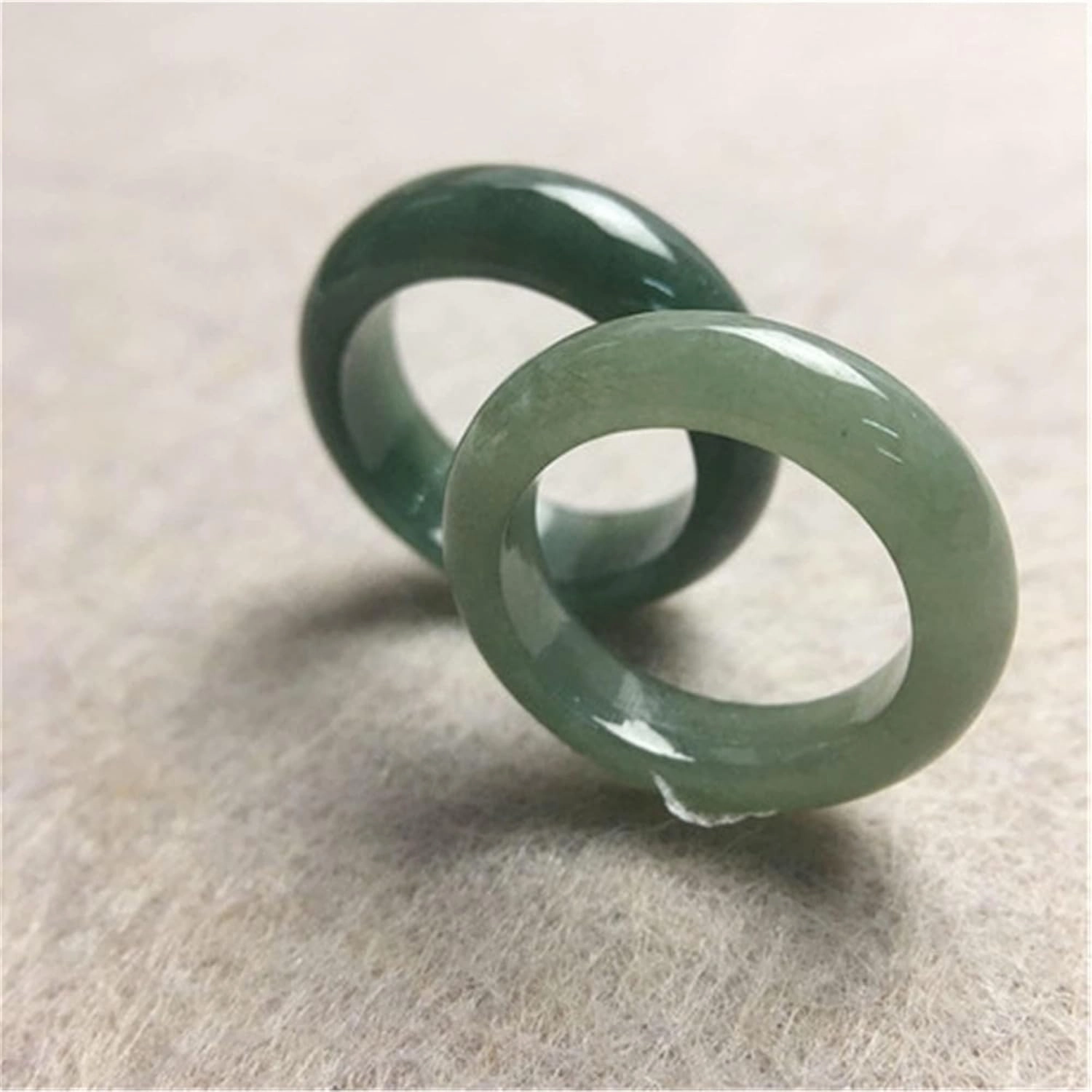 CAOMIAN Natural Gray Green Burma Jadeite Narrow Band Ring Grade A Jade Finger Circlet Lady Jewelry Gift Pendant (Ring Size : 8)
