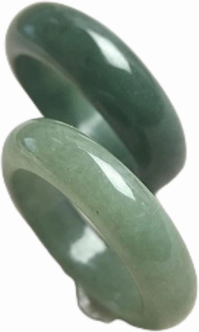 CAOMIAN Natural Gray Green Burma Jadeite Narrow Band Ring Grade A Jade Finger Circlet Lady Jewelry Gift Pendant (Ring Size : 8)