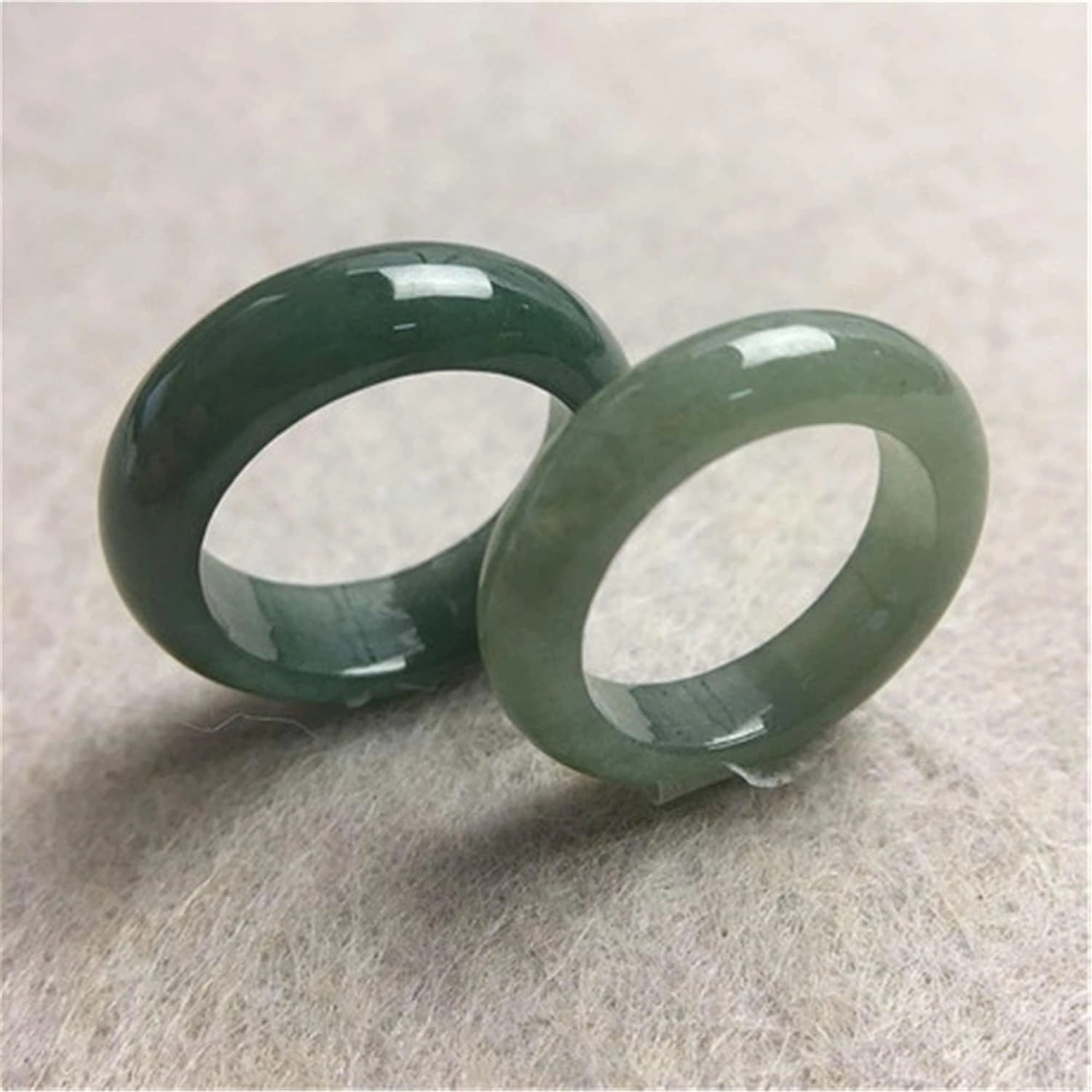 CAOMIAN Natural Gray Green Burma Jadeite Narrow Band Ring Grade A Jade Finger Circlet Lady Jewelry Gift Pendant (Ring Size : 8)
