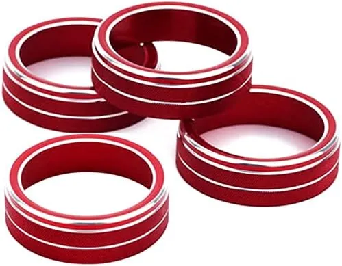 Car Air Conditioning Heat Control Switch Rotary Knob Button Ring Cover Fit for Volvo S60 V60 XC60 S60 V40 (Red 4pcs)