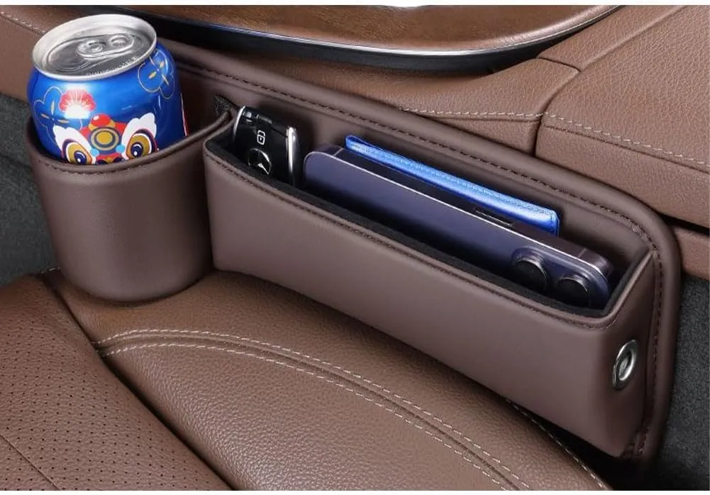 Car Seat Gap Filler Organizer for Hyundai Tucson 2015-2018 2021-2023, Leather Cup Holder Crevice Bag Front Seats Center Console Side Storage Box for Cards Keys,A