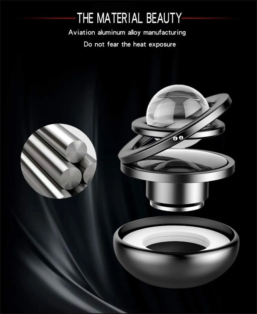 Car Solar Perfumes And Fresheners | Double Ring Solar Power Rotating Design Crystal Auto Rotate Car Organic Fragrance | Air Fresheners