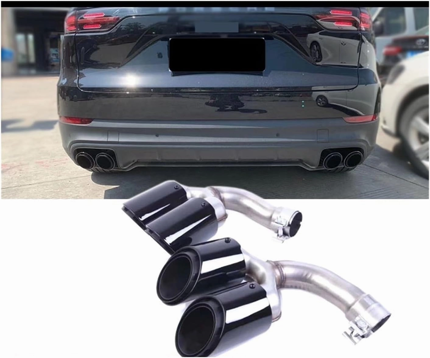 Car Accessories Muffler Compatible For Porshce Compatible For Cayenne Exhaust Tips Tail Tip(9Y0 Carbon Techart)