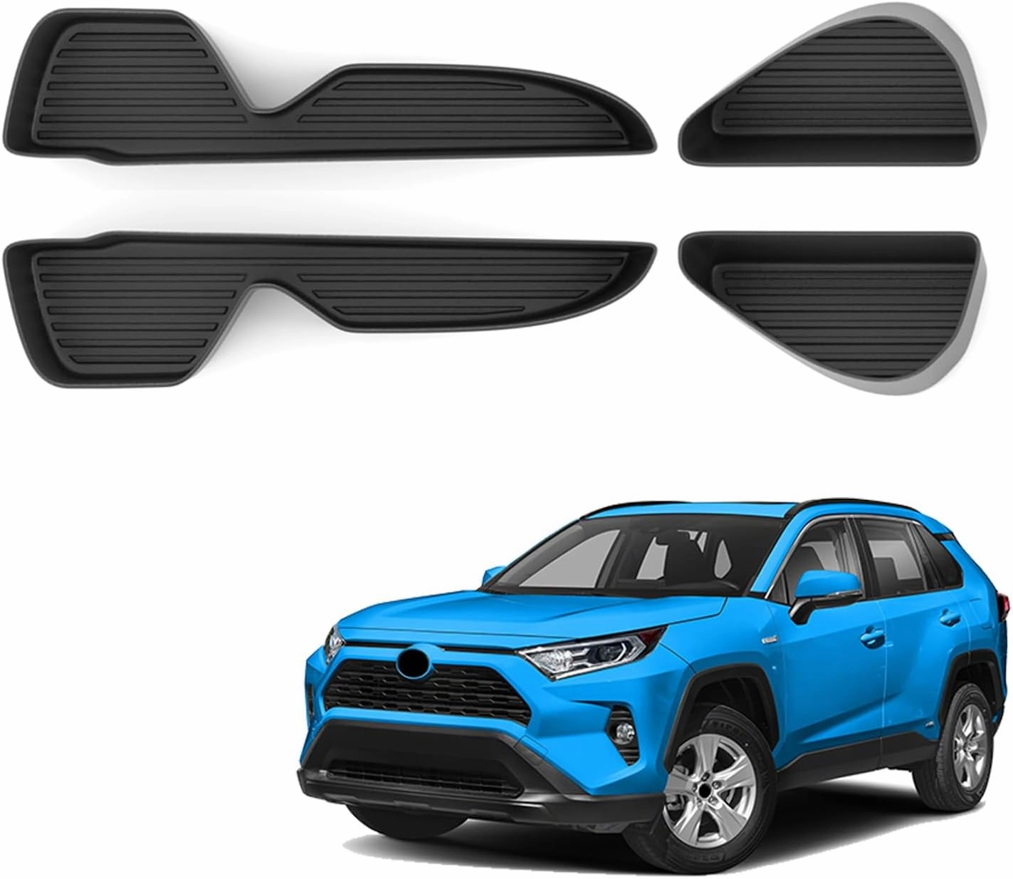 Car Door Side Storage Tray Compatible with 2019-2025 Toyota Rav4 Front & Rear Door Insert TPE Tray Organizer All Weather 4PCS 2024 Rav4 Accessories