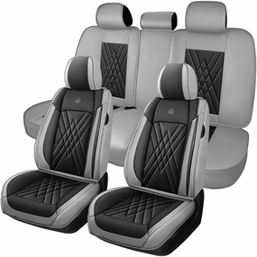 Car Seat Covers Compatible with Honda Civic 1999-2025, 360°Full Wrapped, Airbag Compatible Storage Pocket Zipper Design Wear Resistant Easy to Clean(Black Gray, Full Set)