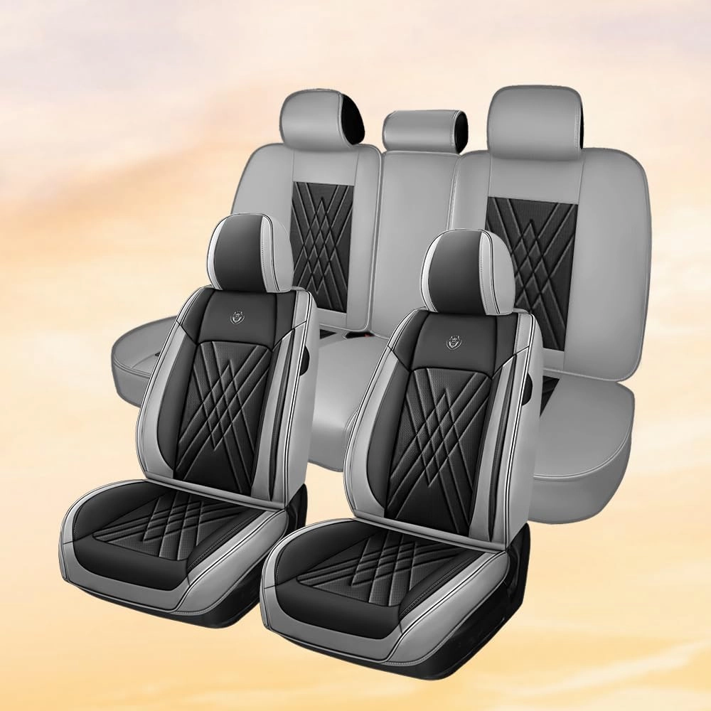 Car Seat Covers Compatible with Honda Civic 1999-2025, 360°Full Wrapped, Airbag Compatible Storage Pocket Zipper Design Wear Resistant Easy to Clean(Black Gray, Full Set)