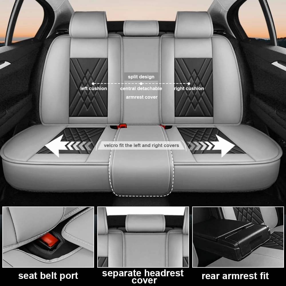 Car Seat Covers Compatible with Honda Civic 1999-2025, 360°Full Wrapped, Airbag Compatible Storage Pocket Zipper Design Wear Resistant Easy to Clean(Black Gray, Full Set)