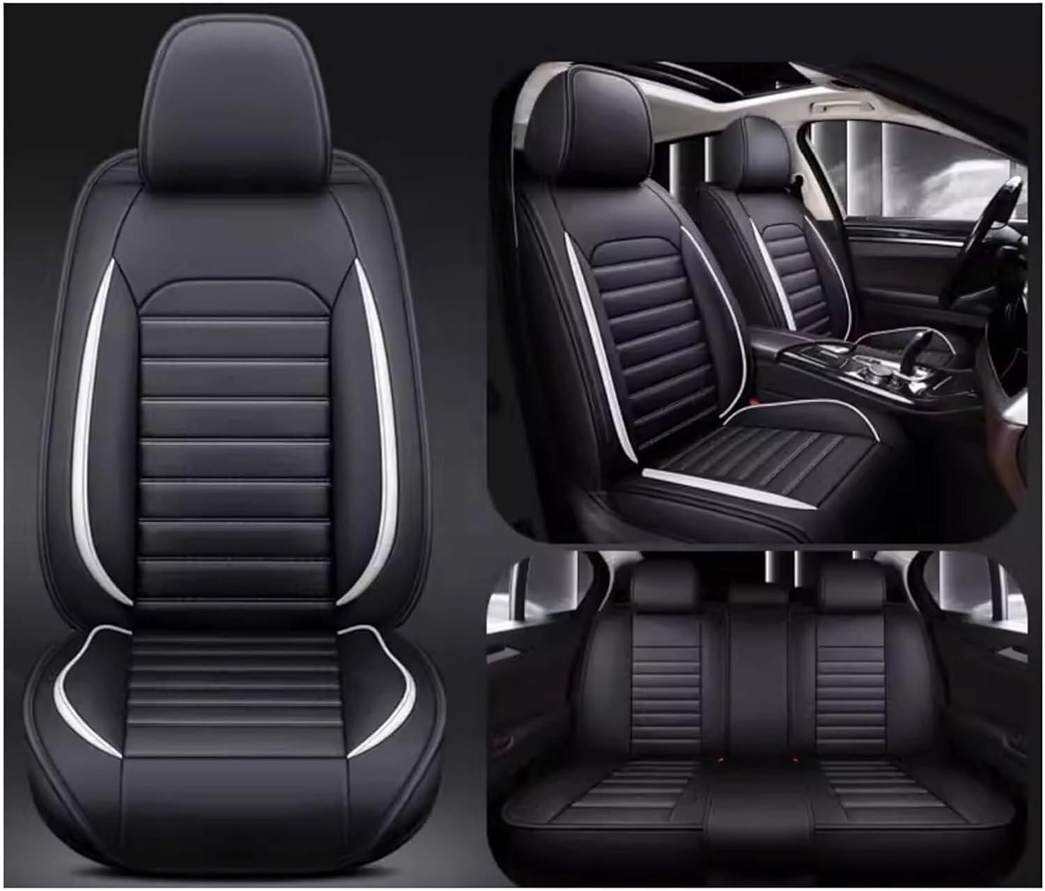 Car Seat Covers Full Set for Ligier JS50 2000-2024, Universal Leather Car Seat Cover Waterproof Custom Automotive Seat Covers Protector(White)
