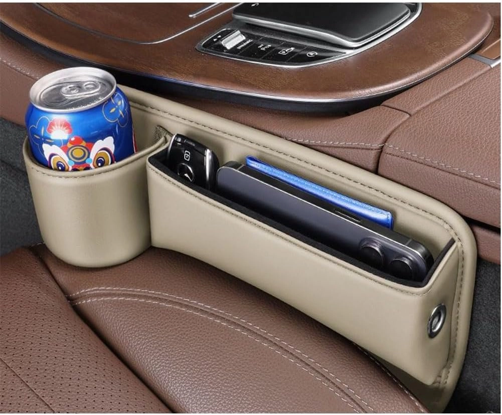 Car Seat Gap Filler Organizer for BMW 3er G21 Touring 2019-2022, Leather Cup Holder Crevice Bag Front Seats Center Console Side Storage Box for Cards Keys,D