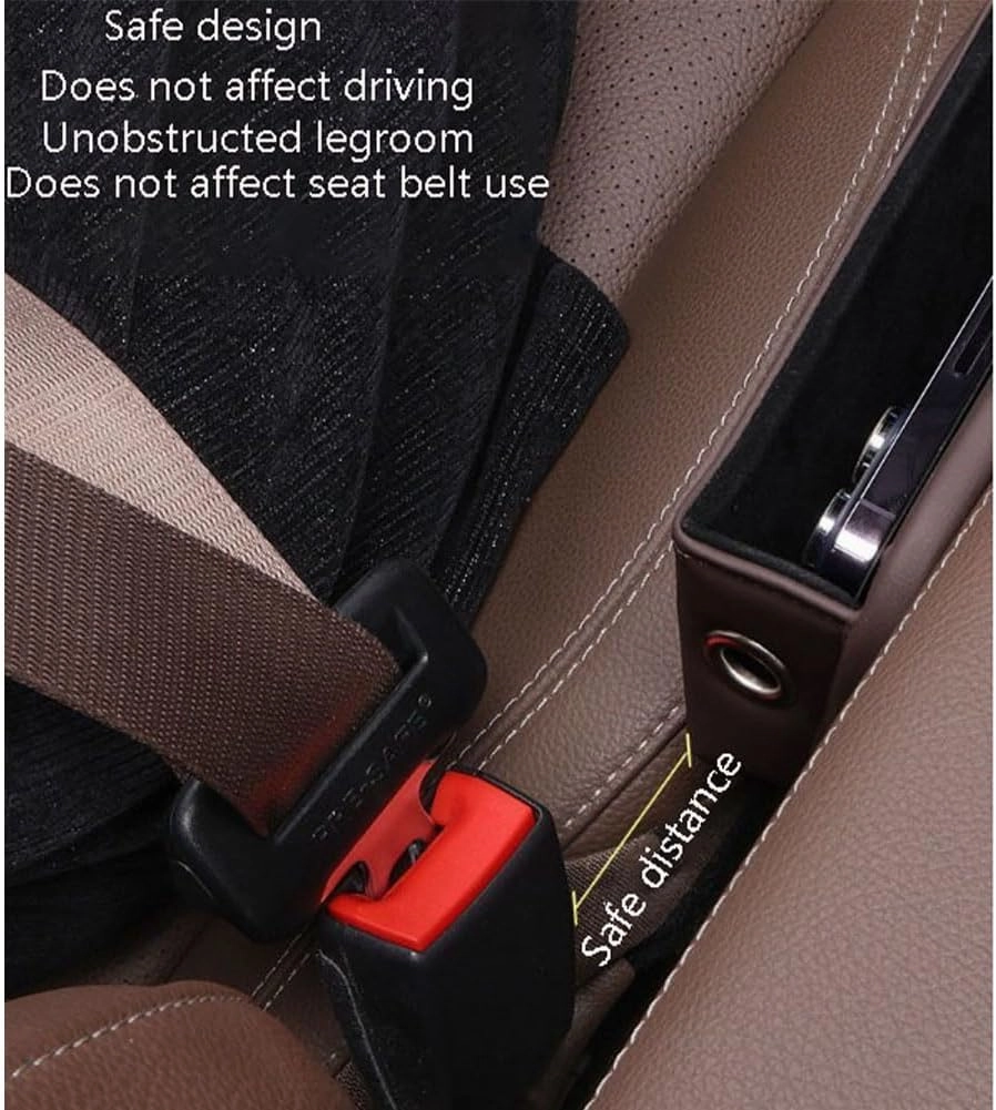 Car Seat Gap Filler Organizer for Suzuki SX4 2006-2010, Leather Cup Holder Crevice Bag Front Seats Center Console Side Storage Box for Cards Keys,A