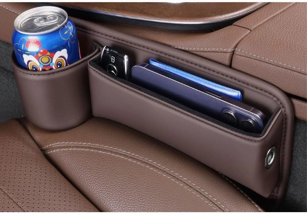 Car Seat Gap Filler Organizer for Suzuki SX4 2006-2010, Leather Cup Holder Crevice Bag Front Seats Center Console Side Storage Box for Cards Keys,A