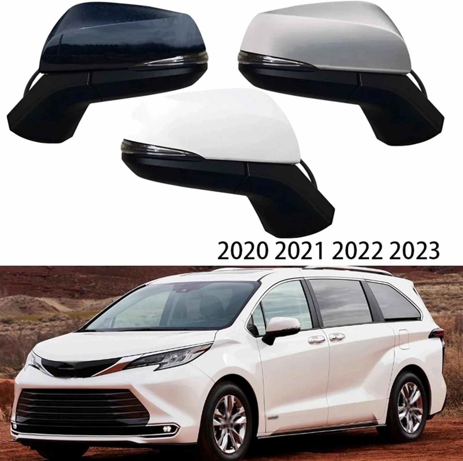 Car Wing Mirro for Toyota for Sienna 2020-2023 Auto Fold Heating Turn Signal Mirror Assy Side Door Rearview Mirror Assembly Car Rearview Mirror