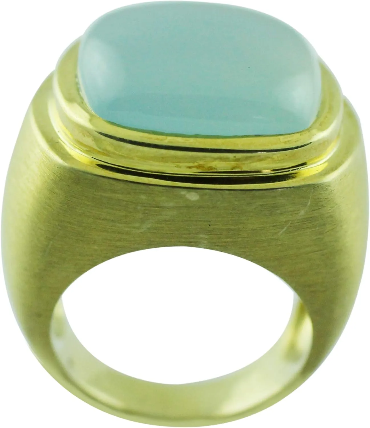 Carillon 20.47 Carat Blue Onyx Cushion Shape Natural Non-Treated Gemstone 925 Sterling Silver Ring Engagement Jewelry (Yellow Gold Plated) for Women & Men