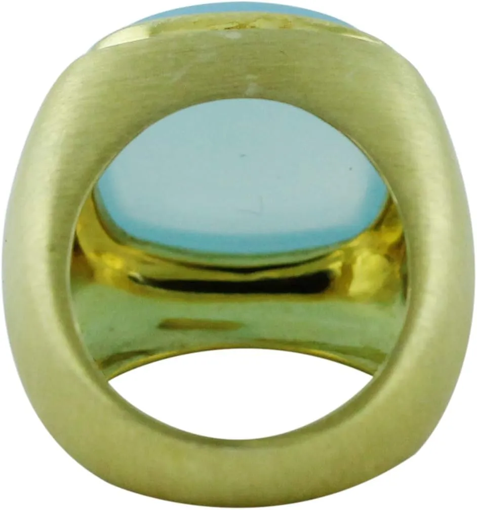 Carillon 20.47 Carat Blue Onyx Cushion Shape Natural Non-Treated Gemstone 925 Sterling Silver Ring Engagement Jewelry (Yellow Gold Plated) for Women & Men