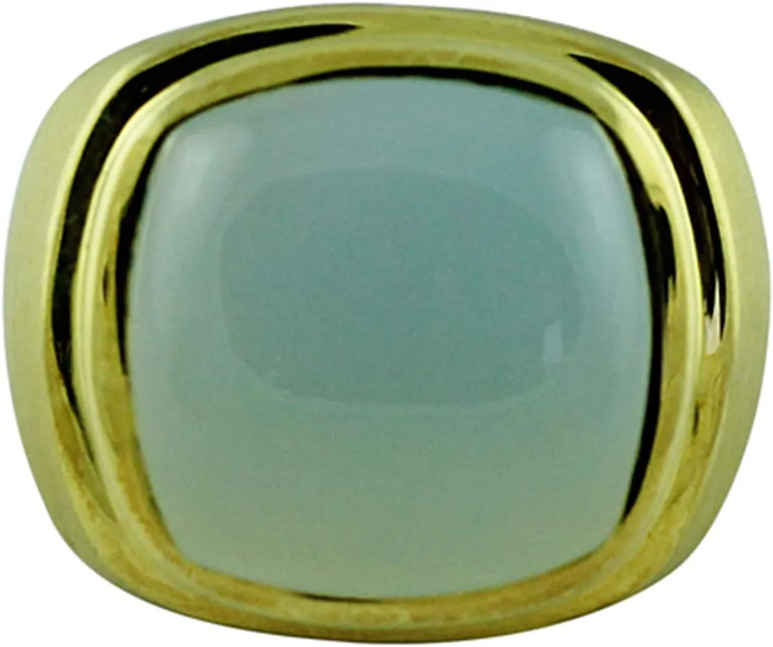Carillon 20.47 Carat Blue Onyx Cushion Shape Natural Non-Treated Gemstone 925 Sterling Silver Ring Engagement Jewelry (Yellow Gold Plated) for Women & Men