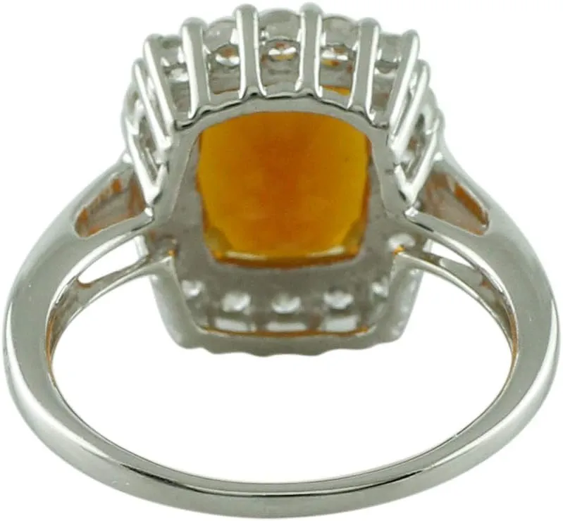 Carillon 2.17 Carat Brazilian Fire Opal Cushion Shape Natural Non-Treated Gemstone 925 Sterling Silver Ring Engagement Jewelry for Women & Men