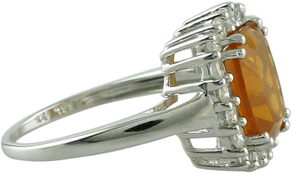 Carillon 2.17 Carat Brazilian Fire Opal Cushion Shape Natural Non-Treated Gemstone 925 Sterling Silver Ring Engagement Jewelry for Women & Men