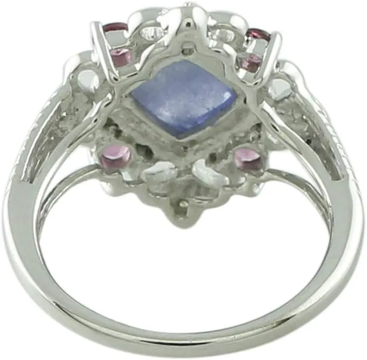 Carillon 2.2 Carat Tanzanite Cushion Shape Natural Non-Treated Gemstone 10K White Gold Ring Engagement Jewelry for Women & Men
